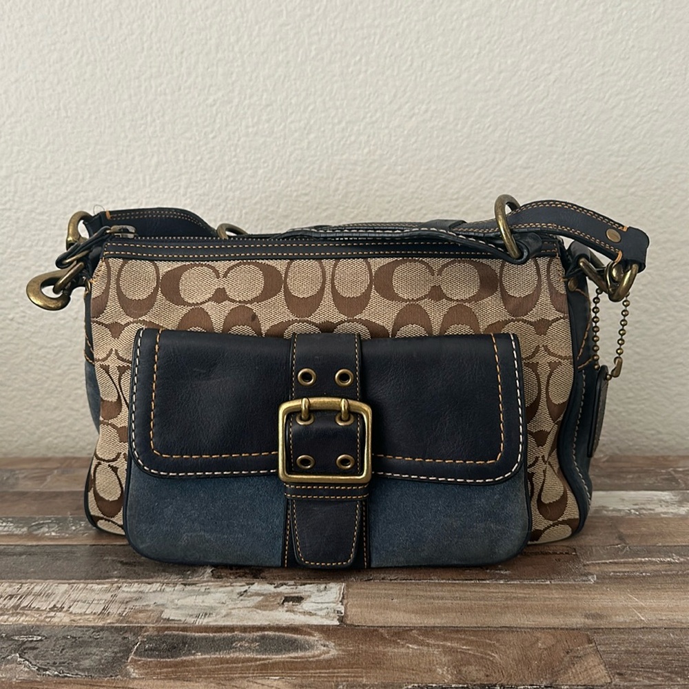 Vintage 2004 Coach Handbag Blue Suede shoulder bag